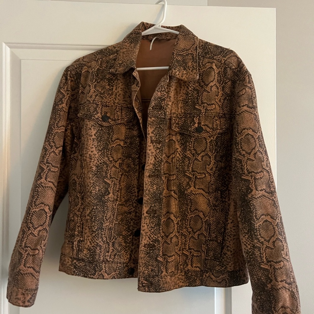 Free people Snake Print denim Jacket